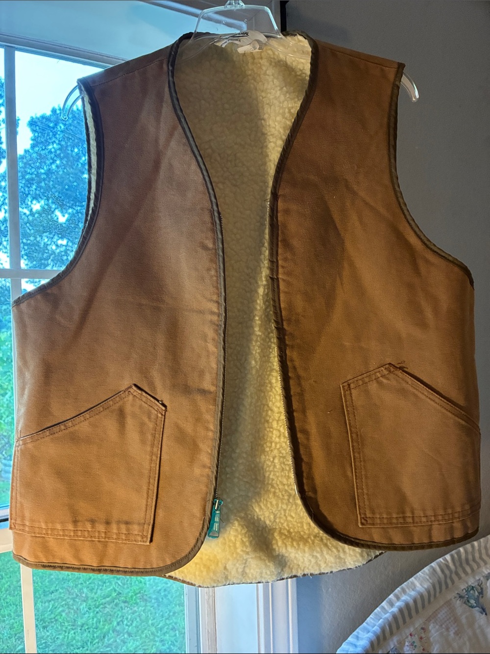 Vintage Sherpa-Lined Brown Work Vest by Key Imperial Sz 40